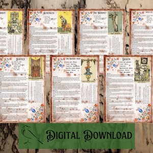 Tarot Cards Correspondences | Digital Download | 7 Major Arcana | Witchcraft | Divination | Pagan | BOS | Grimoire Page | Beginner Witch