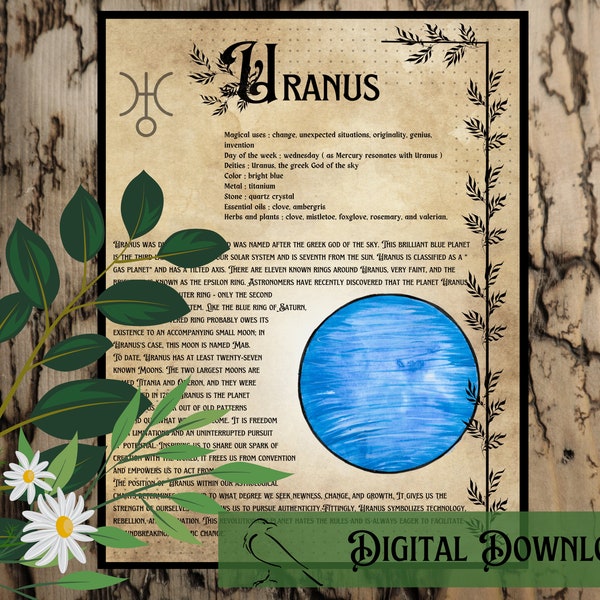 The Planet Uranus | Planetary Magical Correspondences | Cosmic Witch |Grimoire Page | BOS | Book of Shadows | Witchcraft | Pagan | Ancient