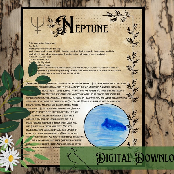 The Planet Neptune | Planetary Magical Correspondences | Cosmic Witch |Grimoire Page | BOS | Book of Shadows | Witchcraft | Pagan | Ancient