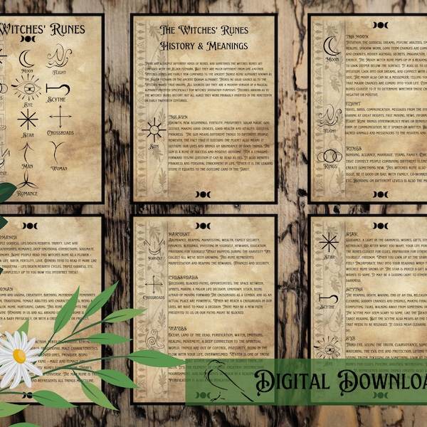 Witches Runes | Divination Runes | Grimoire Page | BOS Page | Book of Shadows | Witchcraft | Pagan | Ancient | Wiccan