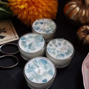 EMOTIONAL BALANCE Soy Wax 4 Tea Light Candles | Intention Candle | Altar Candle | Pagan | Witchcraft | Aquamarine Soy Wax Tea Light