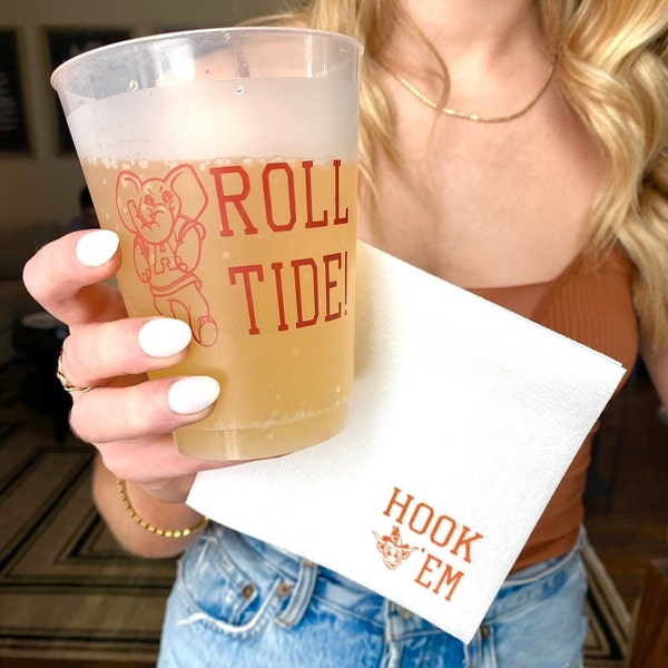 Game Day Cups, Tailgating Cups, Frost Flex Cups, Roll Tide, Hook Em', College Football Cups, Football Party Cups