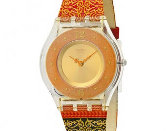Swatch Switzerland SGK187 Women Wristwatch Patterned Fabric
