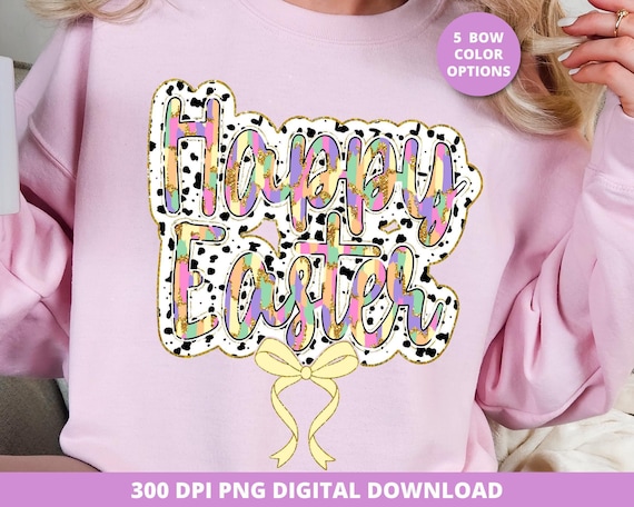 Happy Easter Brushstroke PNG, Coquette Sublimation Design (Digital Download)