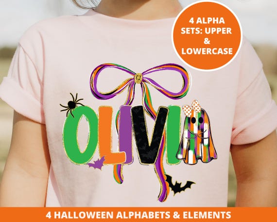 Halloween Alpha Png Bundle A–Z, Spooky Alphabet Png, Ghost Letter Png, Coquette Alpha Letters, Faux Glitter Sublimation, Digital Download