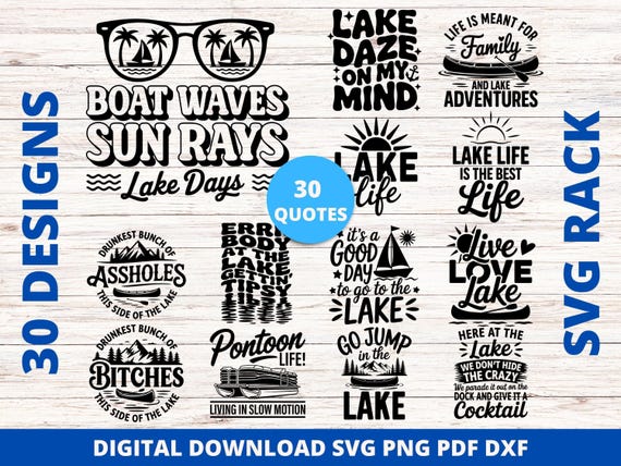 Funny Lake Quotes SVG Bundle, Lake House Decor (Digital Download)