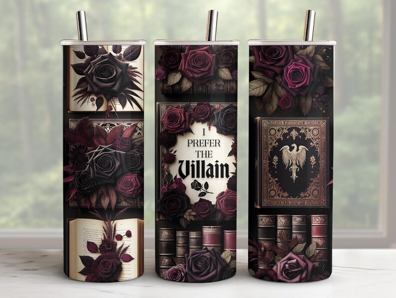 Ich bevorzuge den Bösewicht Tumbler 20 Unzen Wrap, Dark Romantasy Sublimation Design Bild 4