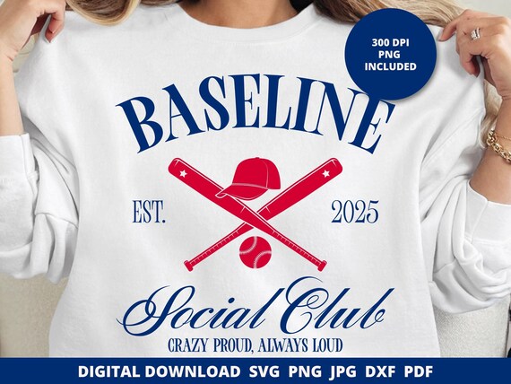 Baseball Mom SVG, Baseline Social Club, Family Design (Digital Download)