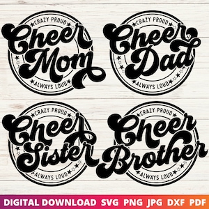 Cheer Svg, Cheer Mom Svg, Crazy Proud Always Loud Svg, Cheer Family Svg, Cheer Dad Svg, Cheer Sister Svg, Cheer Brother Svg, Cricut Cut-bestand