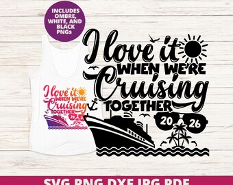 Paare Kreuzfahrt 2026 SVG, passende Kreuzfahrt PNG Shirt Design, digitaler Download