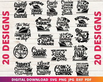 Familie Kreuzfahrt SVG Bundle, Cruise Vibes Familie Design Urlaub Sublimation Designs Cricut Silhouette Schnitt Datei