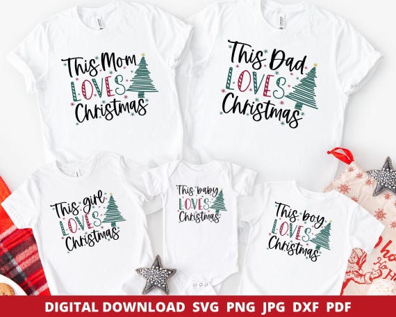 Family Christmas Shirt SVG Bundle, Matching Holiday Designs (Digital Download)