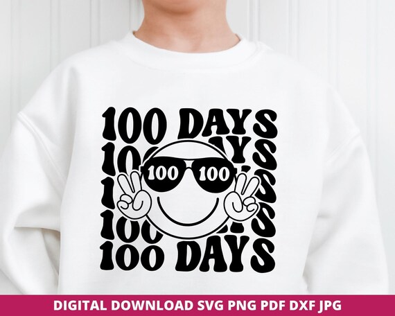 100 Days of School SVG, Retro Teacher Design (Digital Download)