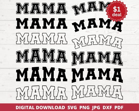 Mama Varsity SVG Bundle, Retro Shirt Design (Digital Download)