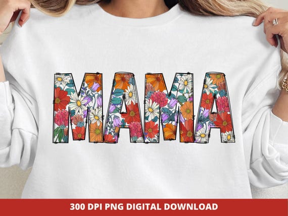 Floral Groovy Mama PNG, Retro Mothers Day Design (Digital Download)
