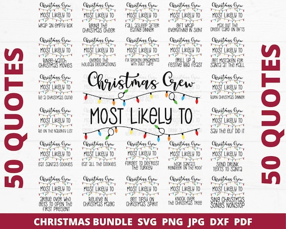 50 Most Likely To Christmas SVG Bundle, Family Shirt Designs (Cricut, PNG, PDF)