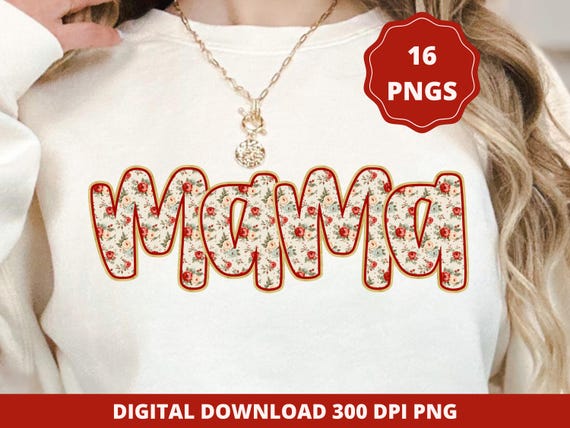 Retro Floral Mama PNG Bundle, Vintage Rose Sublimation Designs for Mom Grandma, Preppy Mom Aesthetic, Floral Mother's Day DTF Print Files