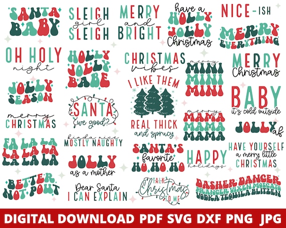Retro Christmas SVG Bundle, Christmas Design Bundle, Christmas Svg for Shirts, Merry Christmas Svg, Cricut, Sublimation, Digital Download