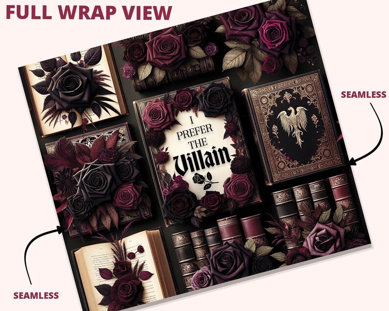 Ich bevorzuge den Bösewicht Tumbler 20 Unzen Wrap, Dark Romantasy Sublimation Design Bild 3