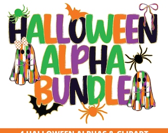 Paquete de letras PNG de fantasmas de Halloween – Alfabeto de coquetas espeluznantes (Descarga digital)