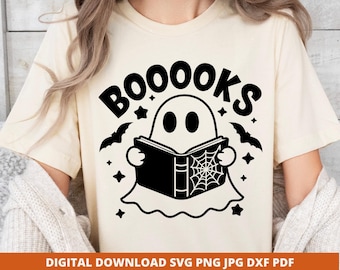 Ghost Bookworm SVG, Spooky Halloween Design Cricut Silhouette Cut File