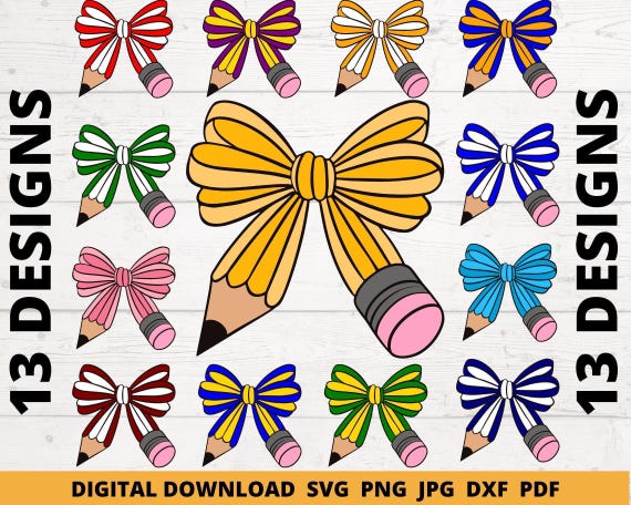 Coquette Teacher SVG Bundle: Pencil Bow, Back to School Graphics (Digital Download)