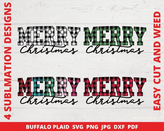 Buffalo Plaid Merry Christmas SVG PNG, Family Shirts (Digital Files)