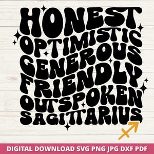 Sagittarius Svg, Sagittarius Horoscope Svg, Astrology Svg, Sagittarius Shirt Svg, Birthday Svg, Zodiac Svg, Wavy Text, Cricut Svg