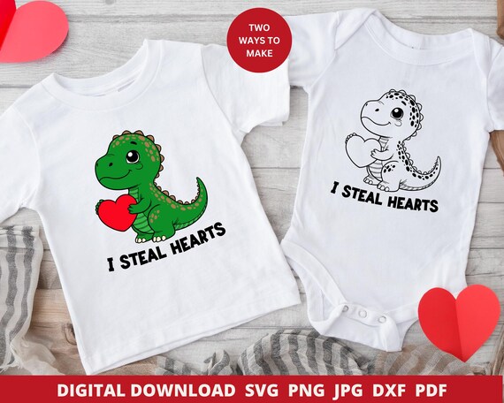 I Steal Hearts Svg, Valentine's Day T-Rex Svg, Dino Love Png, Valentine Png for Toddler, Valentine Png for Boys, Toddler Boy Valentine Svg