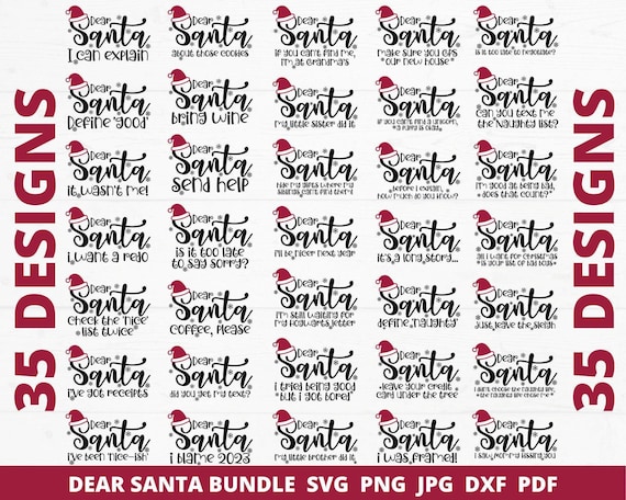 Dear Santa Christmas SVG Bundle, Funny Kids Shirt Designs