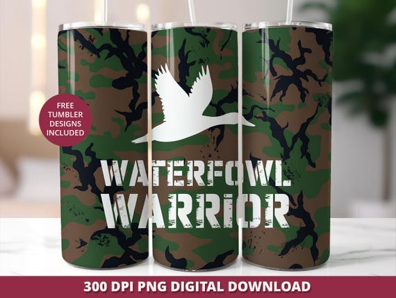 Camo Duck Hunting 20oz Tumbler Wrap, Men's Seamless 20oz Tumbler Sublimation Digital Design Download,  Duck Hunting SublimationTumbler Wrap
