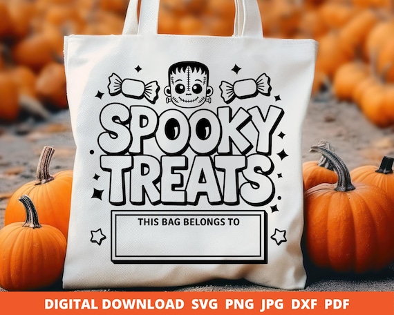 Spooky Treat Bag Svg, Halloween Candy Bag Svg, Trick or Treat Svg, Halloween Treat Bag Svg, Halloween Png, Digital Cut File, Cricut File