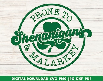 Shenanigans SVG, St Patrick's Day Clover Design, Cricut Silhouette Cut File