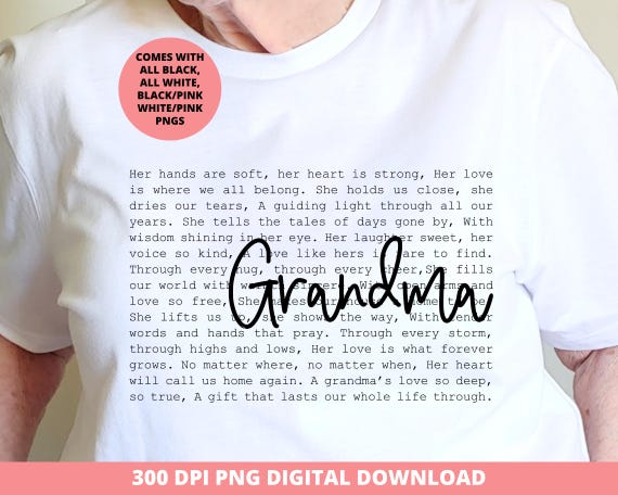 Grandma Words Png, Coquette Grandma Png, Mother's Day Sublimation, Cute Grandma T-shirt Designs, Gift for Grandma, Mother's Day Gift Png