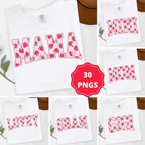 Strawberry Mama PNG Bundle, Retro Floral Mother's Day Design image 1