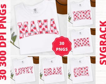 Strawberry Mama PNG Bundle, Retro Floral Mother's Day Design
