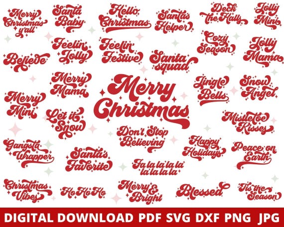 Retro Christmas SVG Bundle, Holiday Designs (Digital Download)