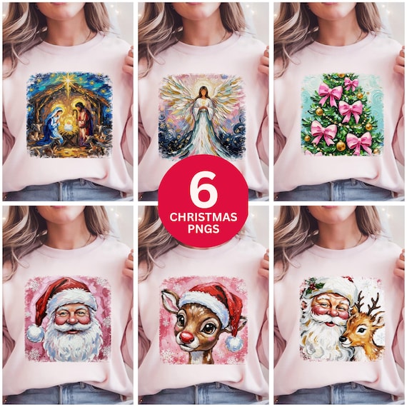 Christmas PNG Bundle, Retro Holiday Designs (Digital Download)