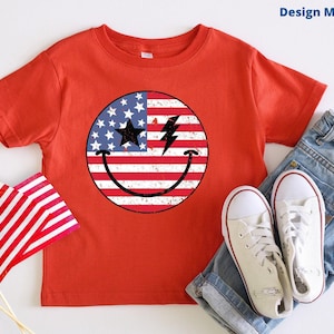 Retro 4th of July PNG, American Flag Smiling Face, Sublimation DTF Design image 4