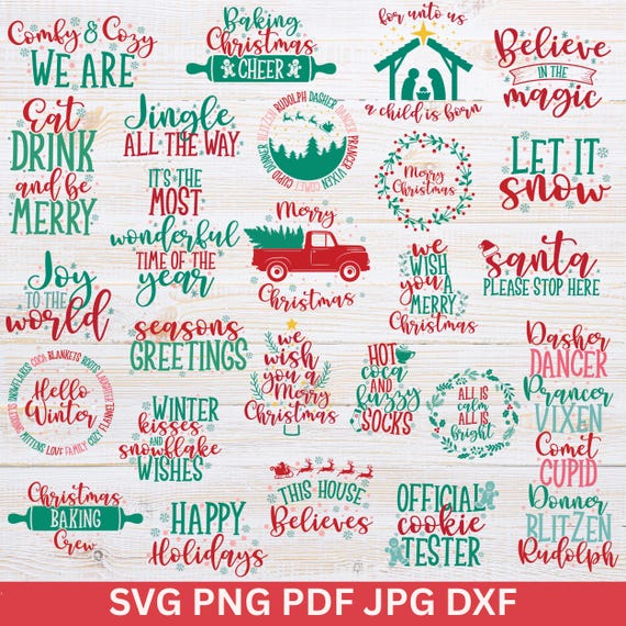 Christmas SVG Bundle, Holiday Shirt Designs (Digital Download)