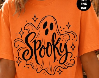 Spooky Season Halloween Ghost SVG, Cricut Cut File, Sublimation PNG