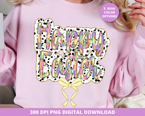 Happy Easter Brushstroke PNG, Coquette Sublimation Design (Digital Download)