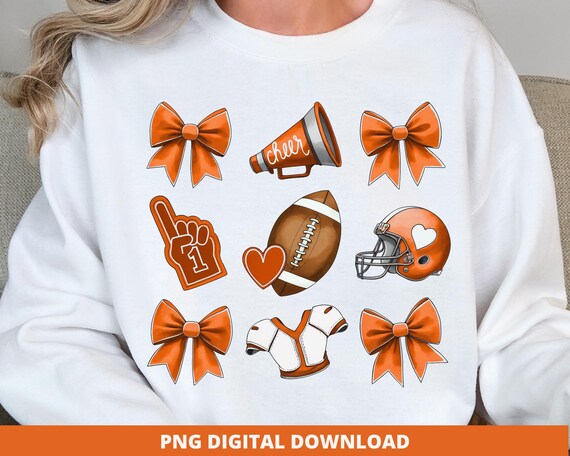 Orange Football Season Png, Coquette Png, Orange Cheer Coquette Bow Png, Football Sublimation Designs, Football Mama Png, Football Mom Png