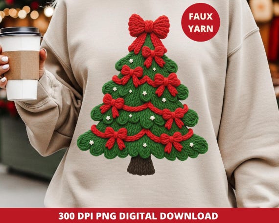 Faux Yarn Christmas Tree PNG: Crochet Style Holiday Design (Digital Download)