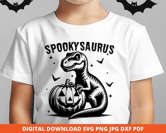 Spookysaurus SVG, Halloween Dinosaur Cut File, Kids Halloween Shirt Svg, Spookysaurus Rex Png, Cricut Design for Boys, Boys Halloween Gift