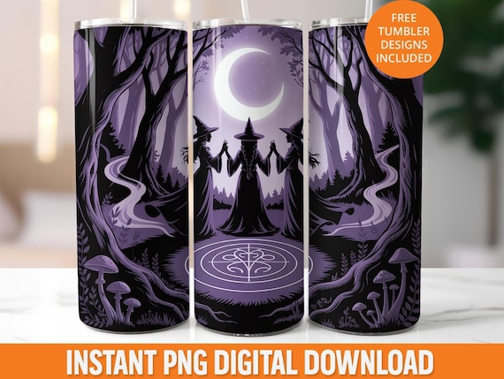 Witchy Tumbler Wrap, Halloween Brew, Seamless PNG (Digital Download)