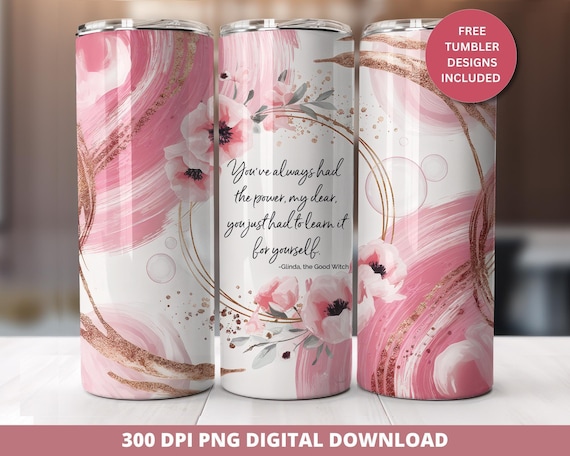 Glinda the Good Witch Tumbler Wrap, Pink Glitter Design (PNG Digital Download)