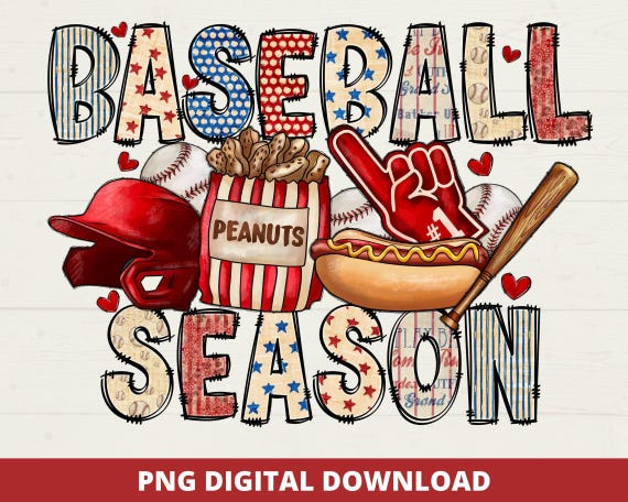 Baseball Season PNG, Sublimation Clipart (Digital Download)