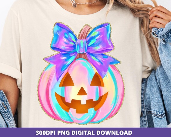 Iridescent Pumpkin PNG, Coquette Halloween Clipart (Digital Download)