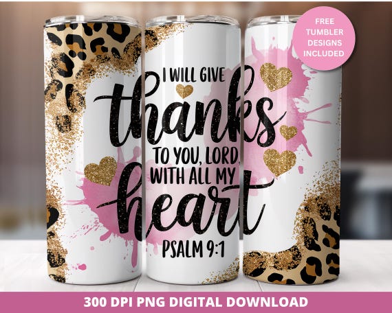 Christian Valentine 20oz Tumbler Wrap, Bible Verse Tumbler Wrap, Christian 20oz Skinny Wrap, Leopard Pink Print Christian Sublimation Wrap